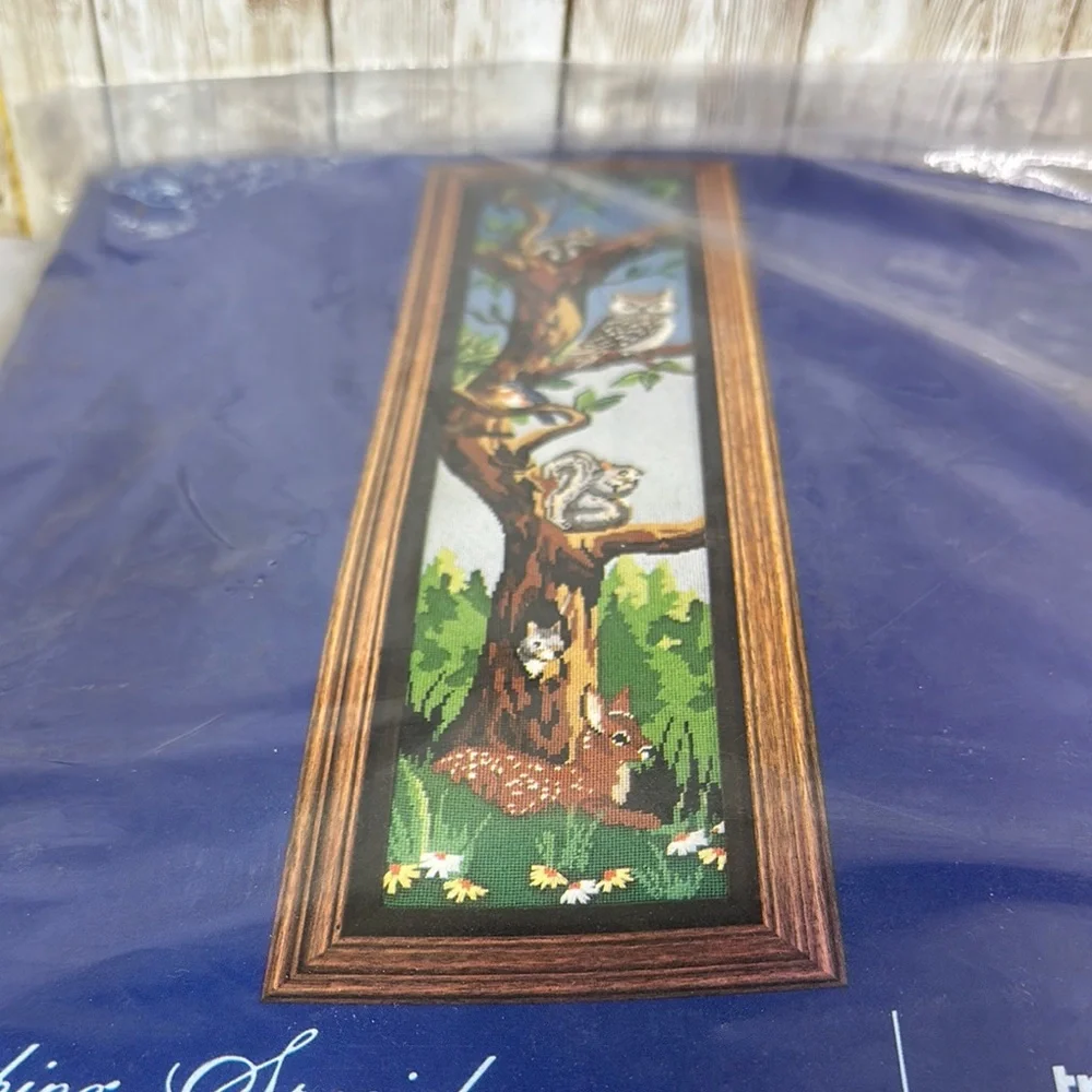 Vintage Needlepoint Kit By Something Special tree of animals 30155 7x33 Sealed - Picture 2 of 5